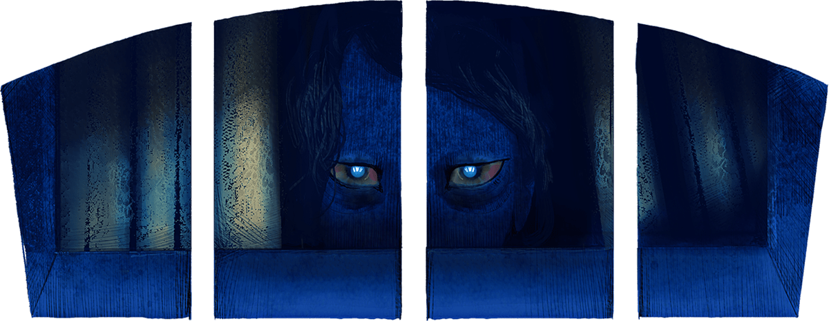 Unos ojos de mirada triste asoman entre las ventanas con barrotes de un semisótano en penumbra.